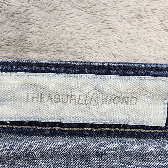 Treasure & Bond Shorts Womens 28 Blue Mid Rise Skinny Cuffed Denim Stretch - Picture 5 of 11